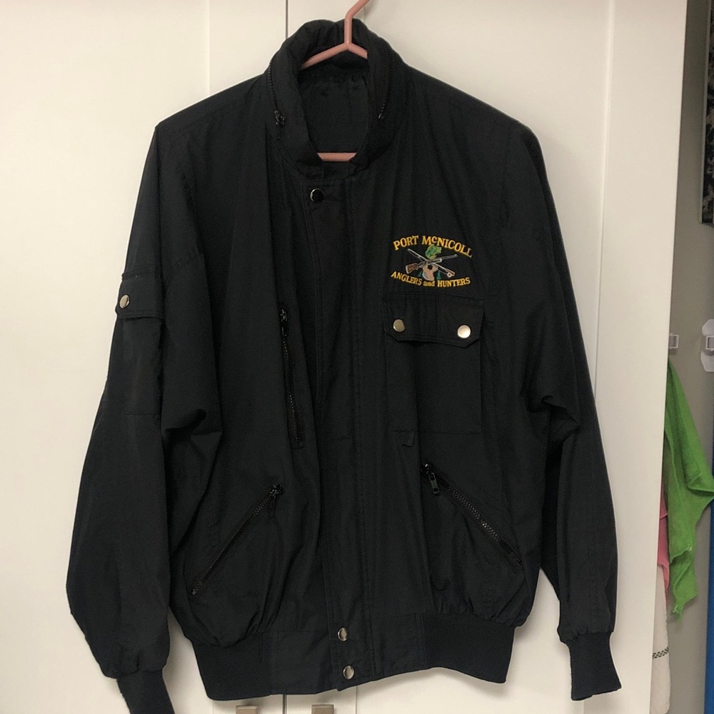 Vintage port Mcnicoll Anglers& Hunters bomber jacket Black Jacket